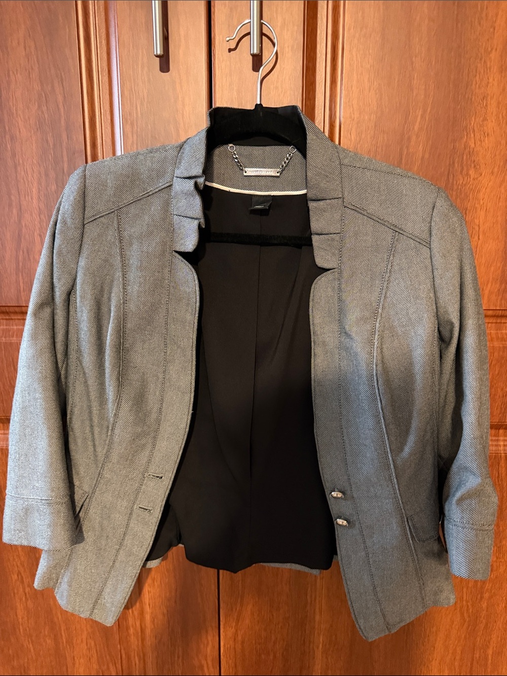 WHBM Gray tweed Women's Open-Front Blazer Jacket size 4